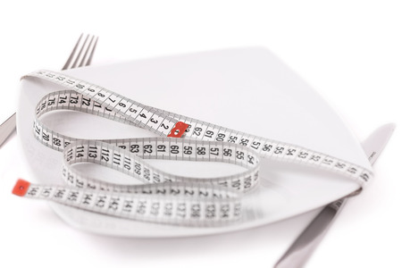 Centimeter food portion plate control ideas on a white backgroundの写真素材