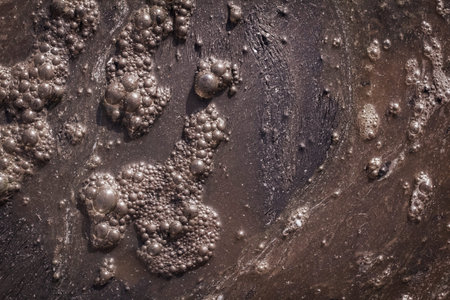 Dirty toxic scum industry effluent water ecocatastrophe lake backgroundの写真素材