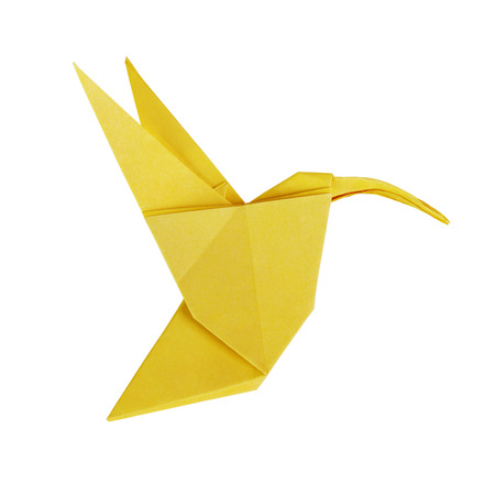 Origami art hummingbird bird on white backgroundの写真素材