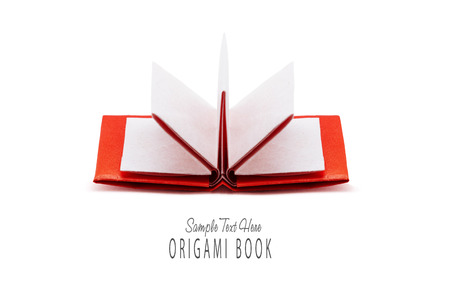 Origami education opened paper book on a white backgroundの写真素材