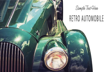 Antique vintage retro green automobile bumper car front light isolated on white backgroundの写真素材