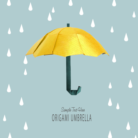Origami red protection umbrella on a white backgroundの写真素材