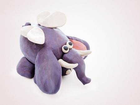 Plasticine cartoon elephantの写真素材