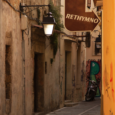 Narrow streets of Rethymnoの写真素材