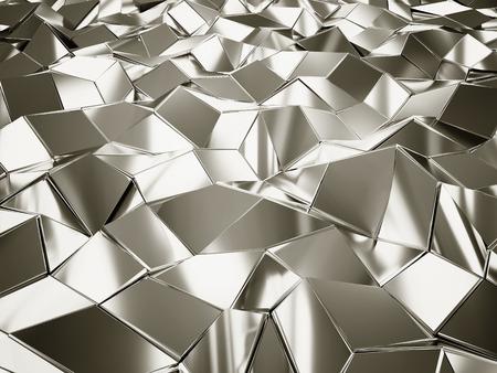 Geometric three dimensional metal chromium backgroundの写真素材