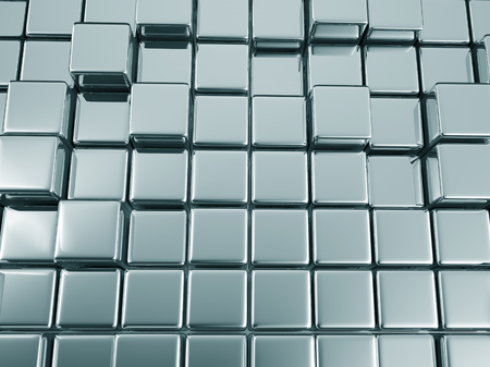 3d illustrtion abstract geometric metal blue backgroundの写真素材