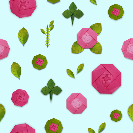 Origami paper pink rose setの写真素材