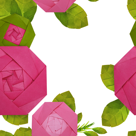 Origami paper pink rose patternの写真素材