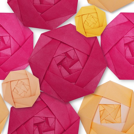 Origami paper pink rose patternの写真素材