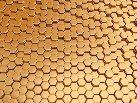 Rendering abstract metallic gold nano backgroundの写真素材