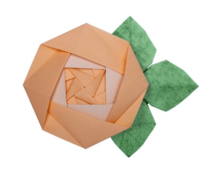 Origami paper yellow roseの写真素材