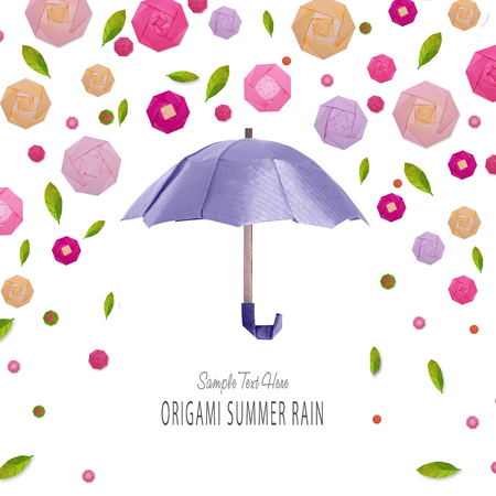 Origami umbrella with flowersの写真素材