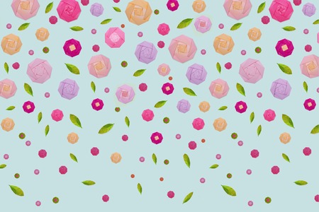 Origami paper pink rose patternの写真素材