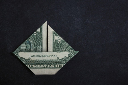 Origami dollar boatの写真素材
