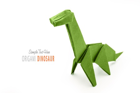 Paper green dinosaurの写真素材