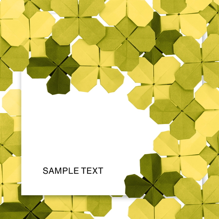 Origami yellow summer meadow flowers blank backgroundの写真素材