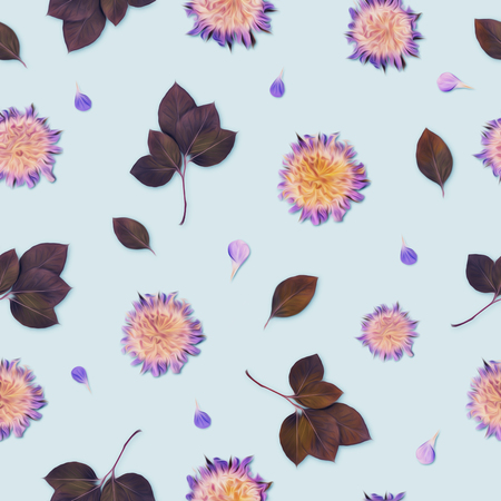 Flowers pattern oil paintの写真素材