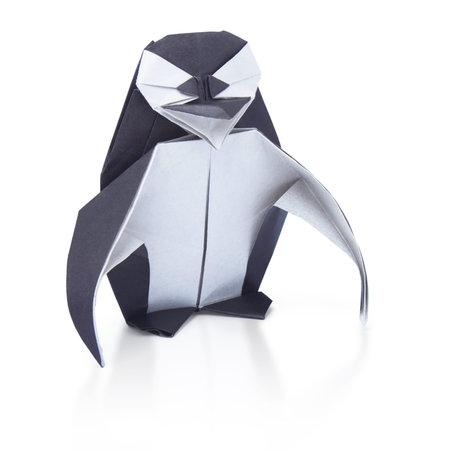 Penguin origami paperの写真素材