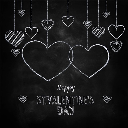 Hand drawn chalk lettering Happy Valentines Dayの写真素材