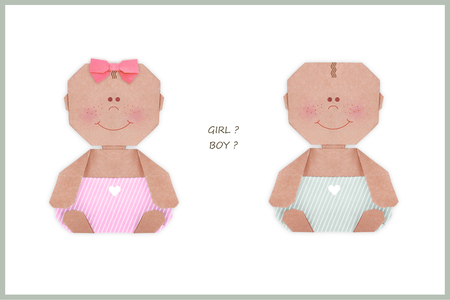 Baby girl or boy in nappy origamiの写真素材