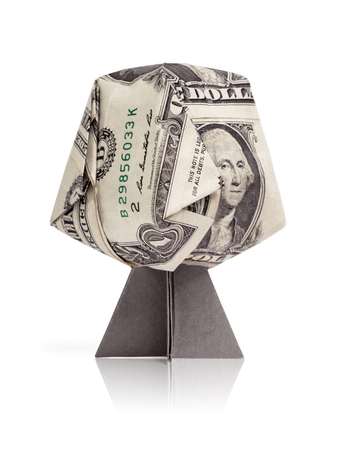 Origami dollar money tree on a whiteの写真素材