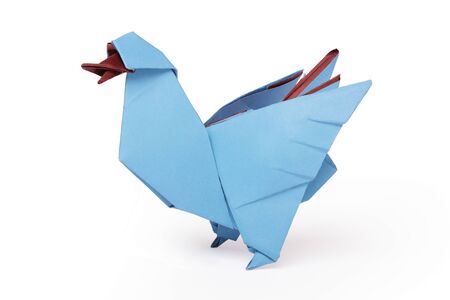 Origami duck bird isolated on white backgroundの写真素材