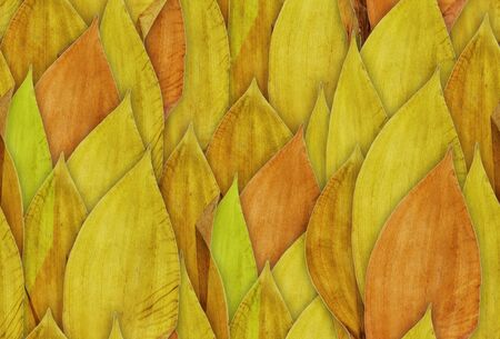 Seamless botanical dry pressed yellow leaves patternの写真素材