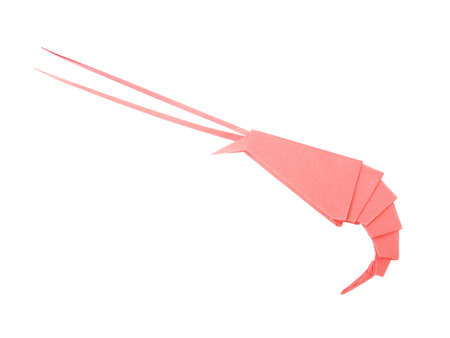 Origami paper of a cute shrimp for design elementの写真素材