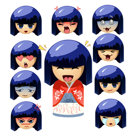 Kokeshi, Japan dollのイラスト素材