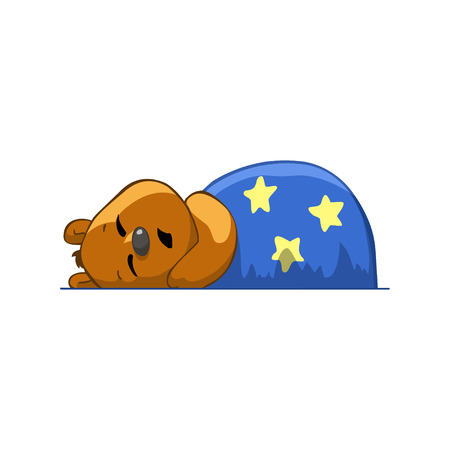 Brown Bear Cartoon Character.Emotion: sleepingのイラスト素材