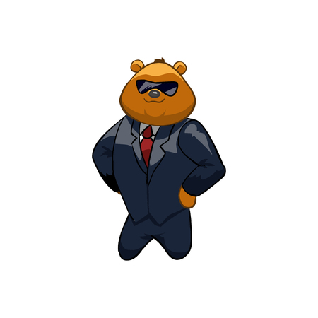 Brown Bear Cartoon Character. businessmanのイラスト素材