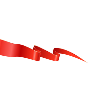 Realistic silk red ribbon, flag, banner. Red ribbon without shadows on white background.のイラスト素材