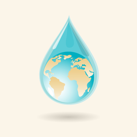 Earth in water drop. Vector illustratiion のイラスト素材