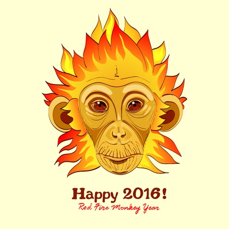Redhead Fire Monkey as New 2016 Year symbol. Vector illustartion in eps8 format.のイラスト素材