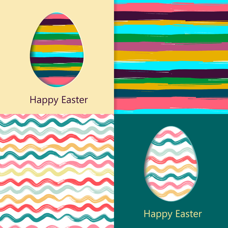 Easter cards, easter eggs. Colorful seamless patternsのイラスト素材