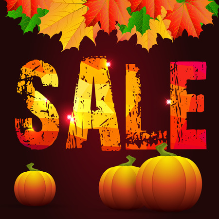 Sale Banner. Autumn Sale Background. Sale Offer. Autumn Discount.のイラスト素材