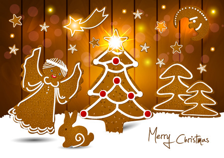 Christmas gingerbread cookies and sweetsのイラスト素材