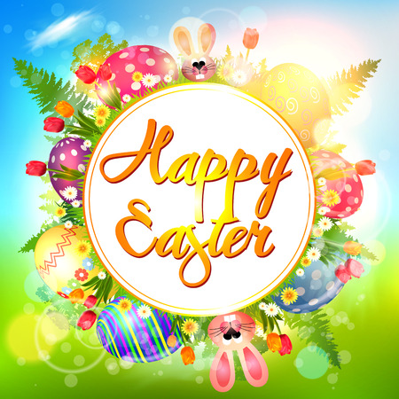 Easter greeting card with easter eggsのイラスト素材