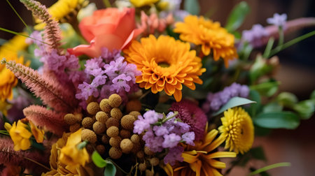 Colorful bouquet of Autumn flowers. Selective focus.の素材