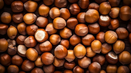 Hazelnuts on a wooden background. Close-up. Selective focus.の素材