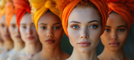 Collage of diverse women from around the world. Happy Mother's Day, women empowerment. Many diverse women, feminism, concept with diverse women faces. Women's Equality Day.の素材