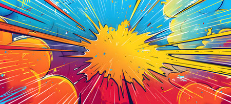 Comic book explosion background. Pop art style. Vector illustration.の素材
