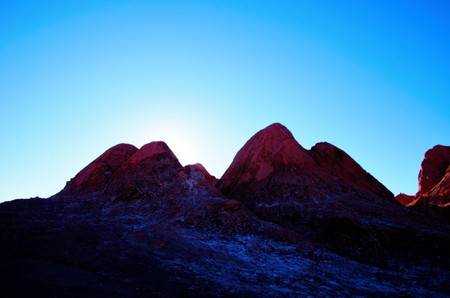 Panoramic view of the Moon Valley or Valle de la Luna close to San Pedro de Atacama in Chile, South Americaの写真素材