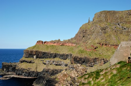 Long shot of the natural phenomenon the Giant's Causeway in the County Antrim in Northern Ireland, UKの写真素材