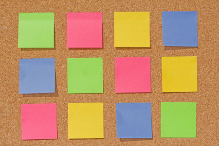cork board with blank notes