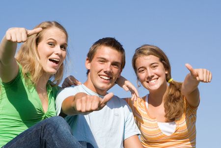 Happy, smiling positive teensの写真素材