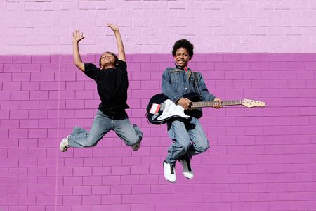 teens jumping, dancingの写真素材