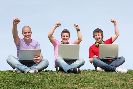 group of students with laptopsの写真素材