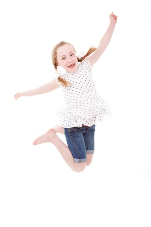 happy child kid or girl jumpingの写真素材