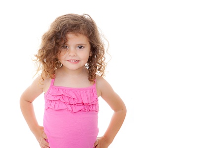 cute little girl child with curly hair の写真素材
